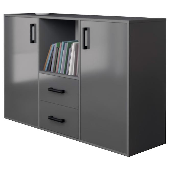 Kommode Herakles 1 136cm Grau/Grau Glanz