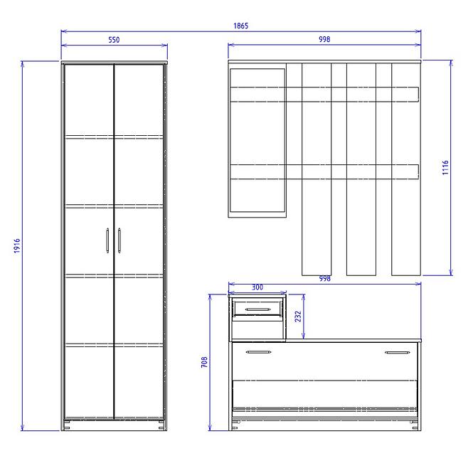 Garderobe Alaska 155cm Eiche Wotan/Weiß