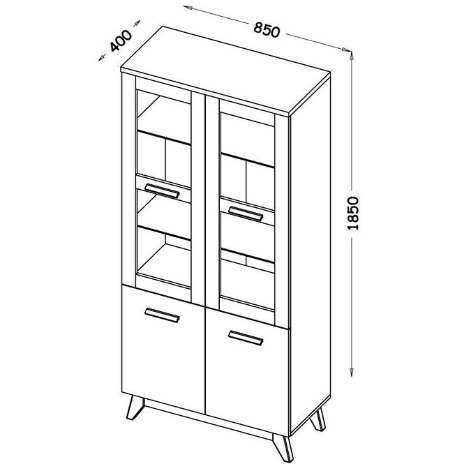 Vitrine Sven 2d2w 85cm Eiche Nash / Andersen Kiefer