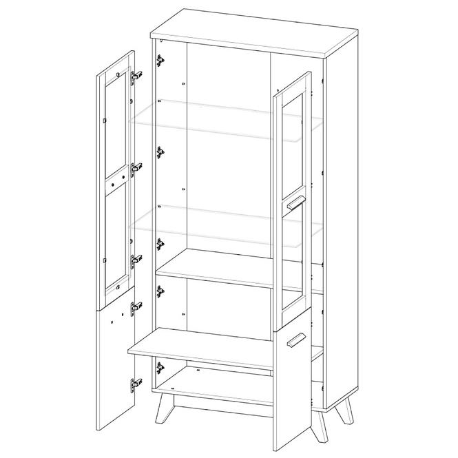 Vitrine Sven 2d2w 85cm Eiche Nash / Andersen Kiefer
