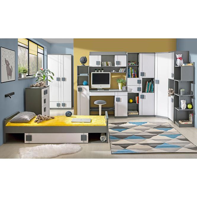 Bett Gumi G13 80x195cm Eiche Samanta/Grau