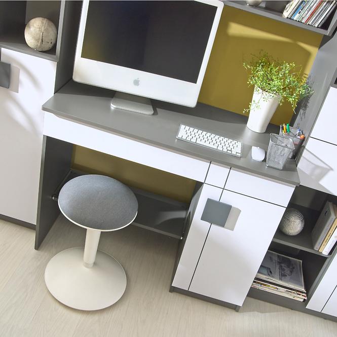 Bett + Schreibtisch Gumi G15 Weiß/Anthrazit