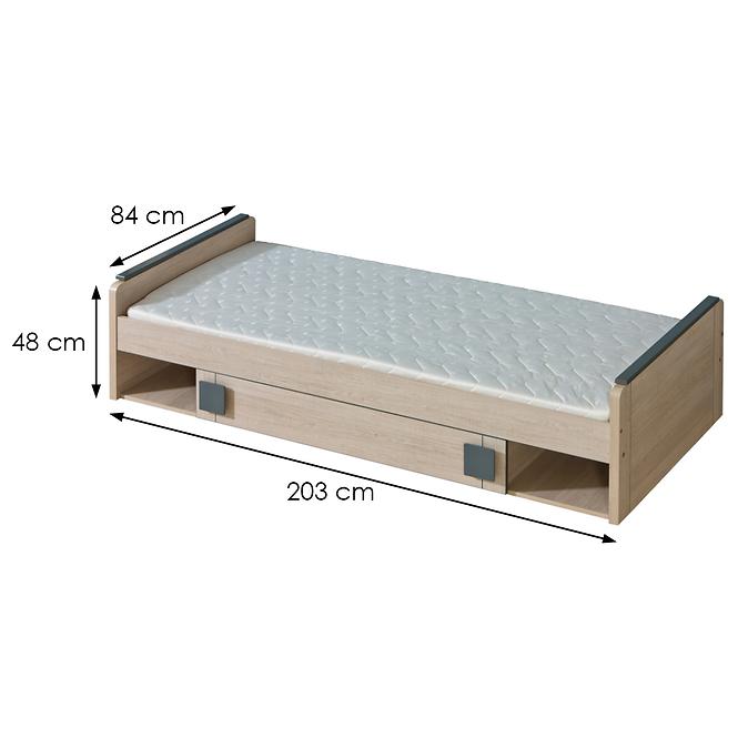 Bett Gumi G13 80x195cm Eiche Samanta/Grau