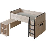 Bett + Schreibtisch Gumi G15 Eiche Samanta/Grau