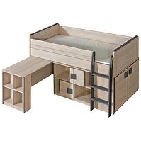 Bett + Schreibtisch Gumi G19 Eiche Samanta/Grau