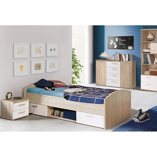 Bett Winnie Wnl09-Q36 Weiß / Eiche Sonoma