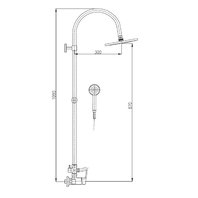 RAV-SLEZAK COLORADO Duschmischer mit Regendusche schwarz/gold - Teilung 150mm CO182.5/3CMATZ