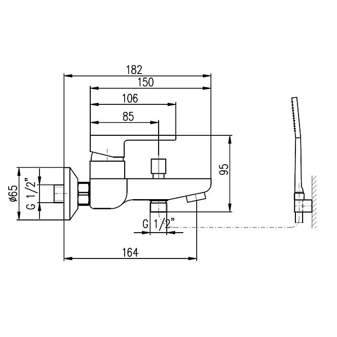 RAV-SLEZAK VLTAVA Bademischer mit Dusche Chrom/Weiß - Teilung 150 mm VT454.5/1CB