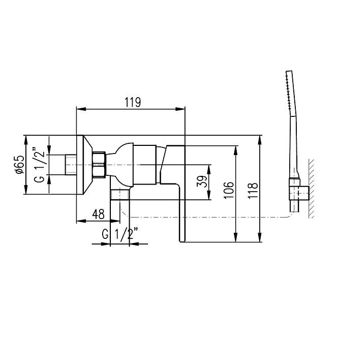 RAV-SLEZAK VLTAVA Duschmischer mit Dusche Chrom/Weiß - Abstand 150 mm VT481.5/1CB