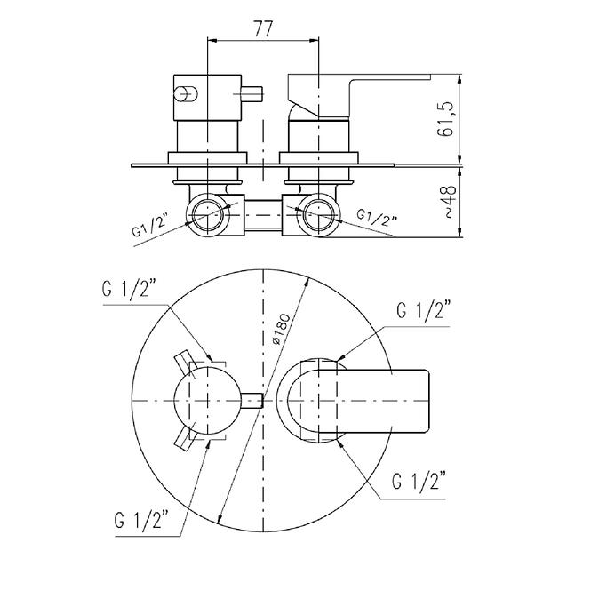 RAV-SLEZAK VLTAVA Eingebauter Dusch-/Bademischer schwarz VT486KCMATC