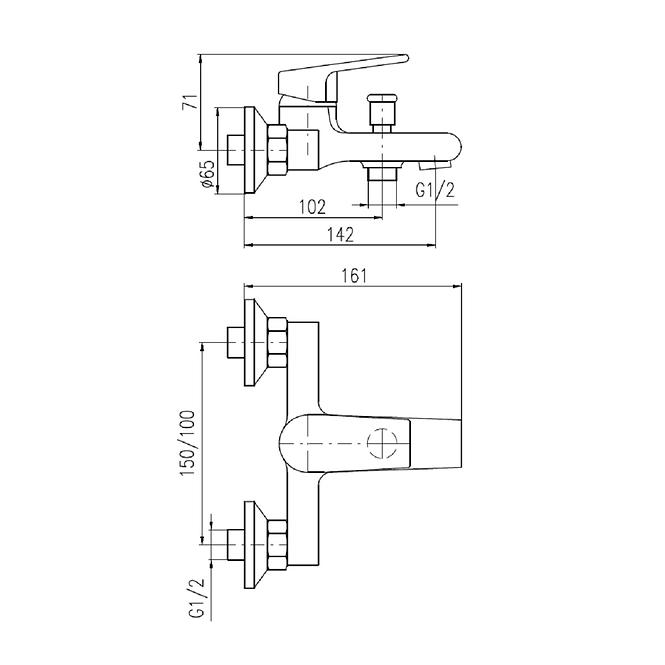 RAV-SLEZAK COLORADO Badewanne Wasserhahn Gold - Teilung 150mm CO154.5Z
