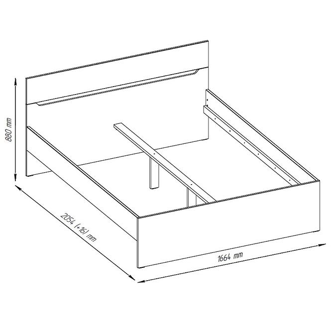 Bett Vincent 160x200 Weiß/Eiche Wotan