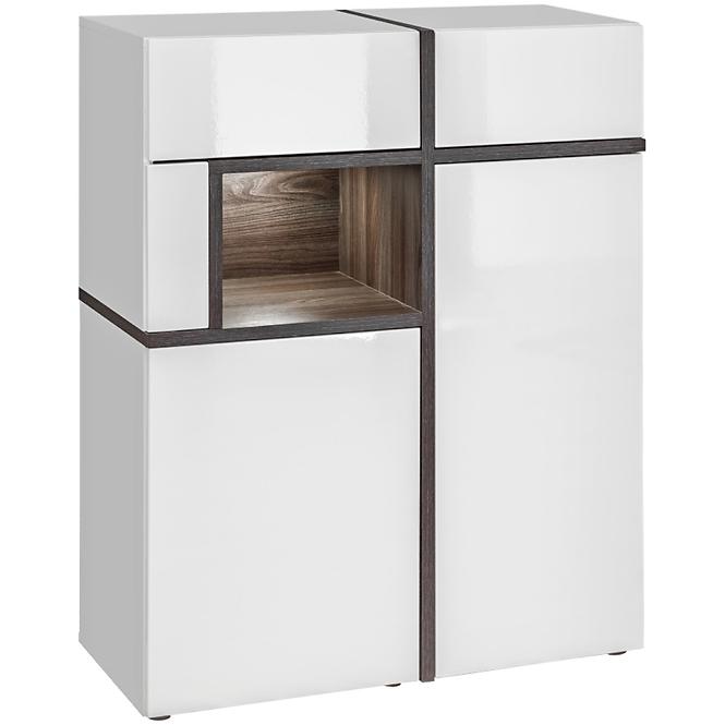 Vitrine Nízka Cross Weiss /Perla Elm Pew Cs Wsn