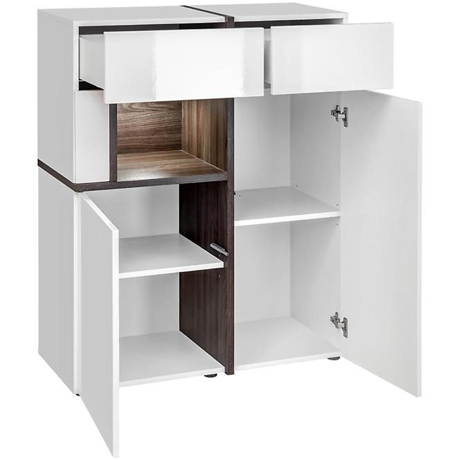 Vitrine Nízka Cross Weiss /Perla Elm Pew Cs Wsn