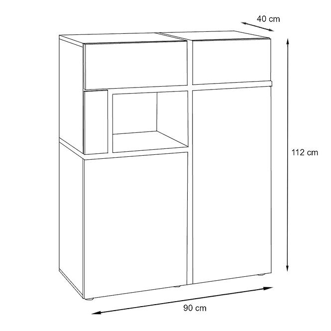 Vitrine Nízka Cross Weiss /Perla Elm Pew Cs Wsn