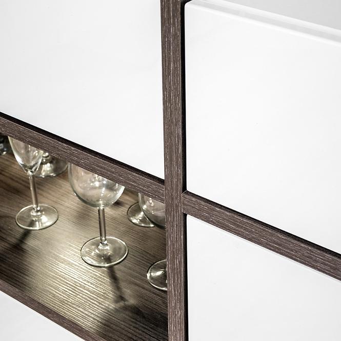 Vitrine Nízka Cross Weiss /Perla Elm Pew Cs Wsn