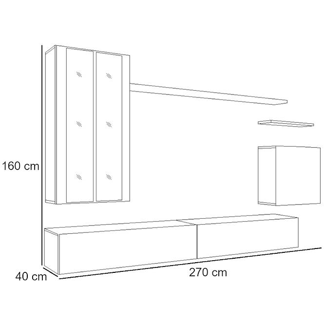 Wohnwand Switch Glass+Led Xii Graphit/Weiß