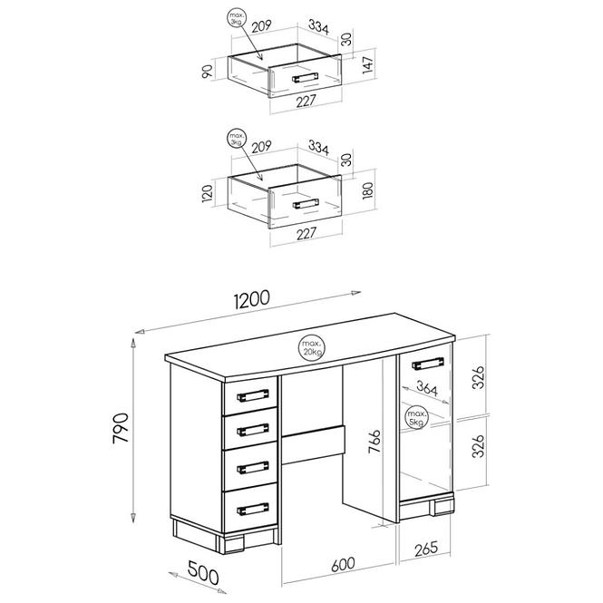 Schreibtisch Romero  R15 D.Can/Arusha 120/50/79