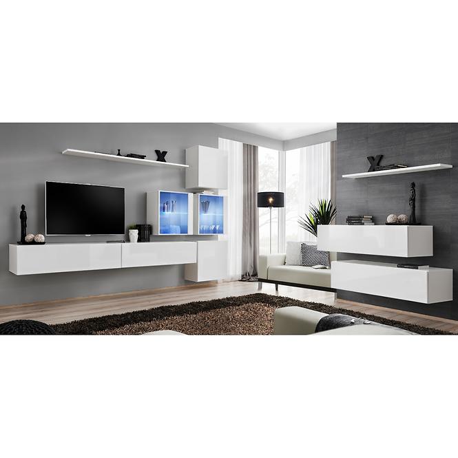 Wohnwand Switch XIX Glas + LED  Weiß