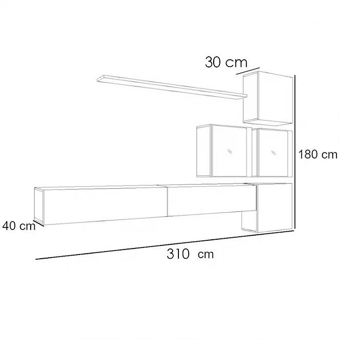 Wohnwand Switch XIX Glas + LED  Weiß/Schwarz