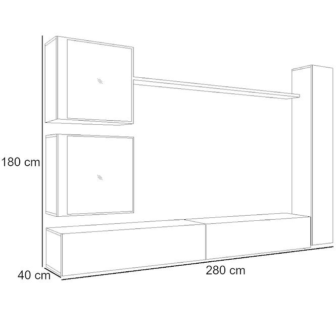 Wohnwand Switch XVIII Glas + LED Weiß/Grafit