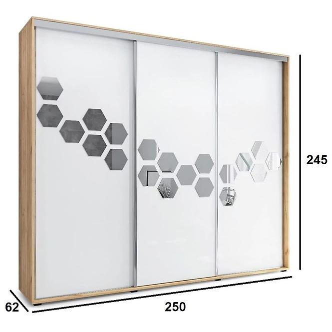Schrank Wanda A23 250 Bienenwabe Craft Golden/Weiß,2