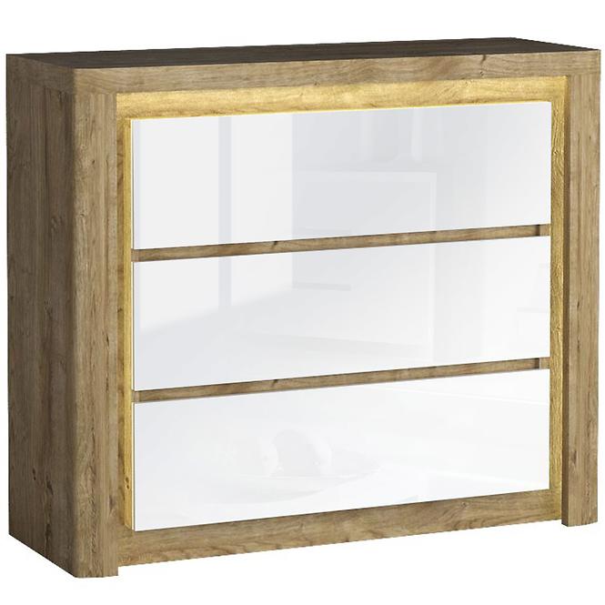 Kommode Livinio L6 Ribbeck/Weiß Glanz
