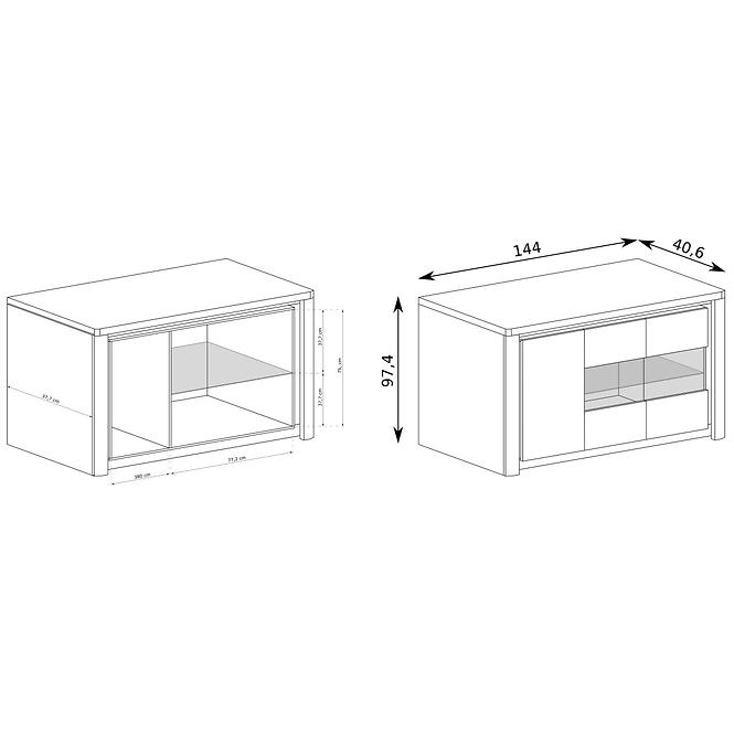 Vitrine Livinio L3 Ribbeck/weiß glänzend