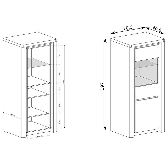 Vitrine Livinio L4 Ribbeck/weiß glänzend