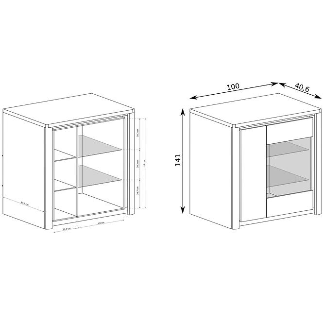 Vitrine Livinio L5 Ribbeck/weiß glänzend