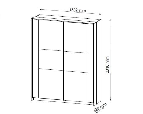 Schrank 180cm Milana Oak Grey Craft/Oak White Craft