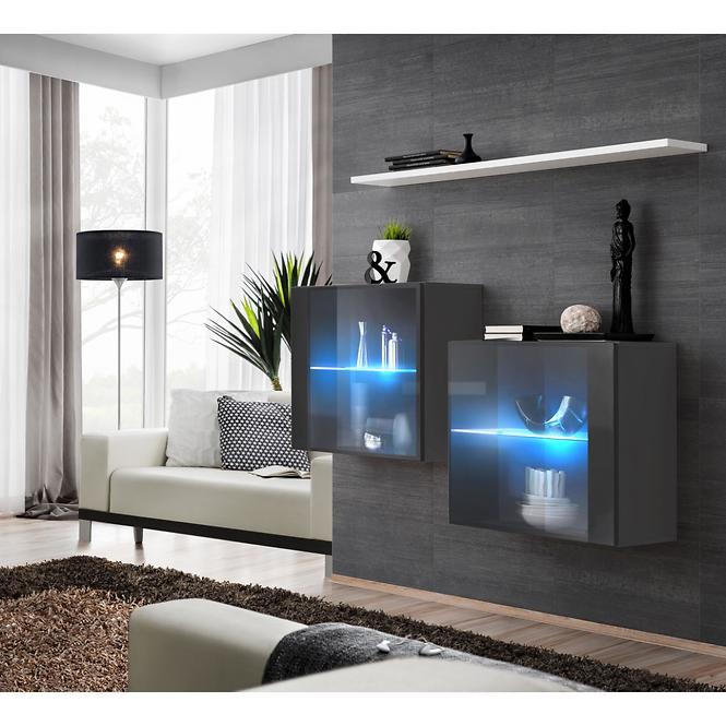 Kommode+Regal Switch Sb III Led Grafit/Weiß