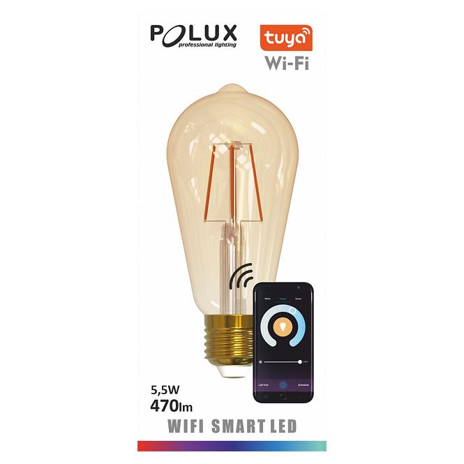 POLUX LED-Lampe ST64 E27 Bernstein 5.5W 1800-2700K WIFI TUYA 