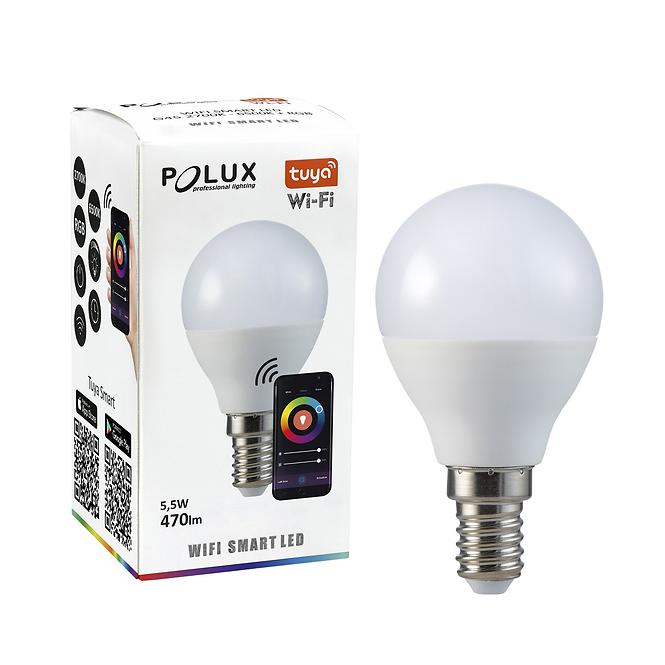 Žárovka Polux LED G45 E14 5W 2700-6500K + RGB WIFI Tuya 