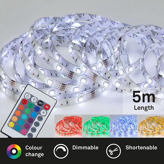 Flexibler RGB-LED-Streifen, weiß, 150x RGB-LED, Länge 5m 