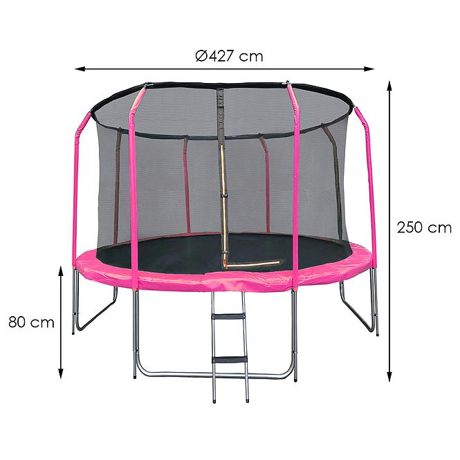 Trampolin COMFORT mit leiter 427cm rosa