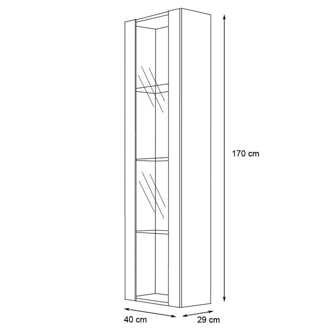 Vitrine Fly 41+Glas weiß +LED