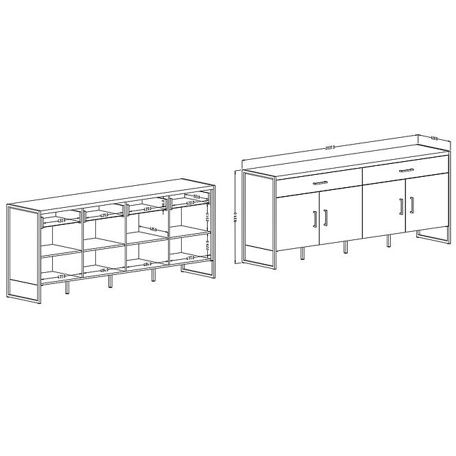 Kommode 4d 2s Tarabo 25 Appenzeller Fichte-Schwarz