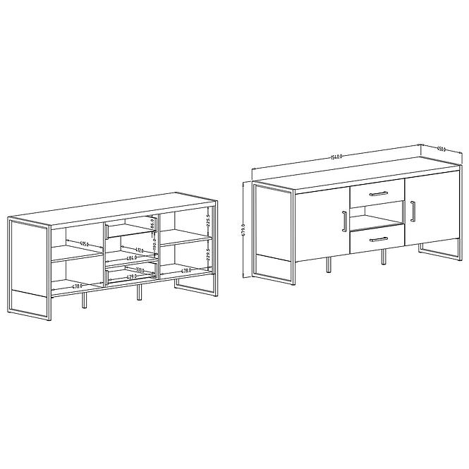 Kommode Tv 2d 2s Tarabo 41 Appenzeller Fichte- Schwarz