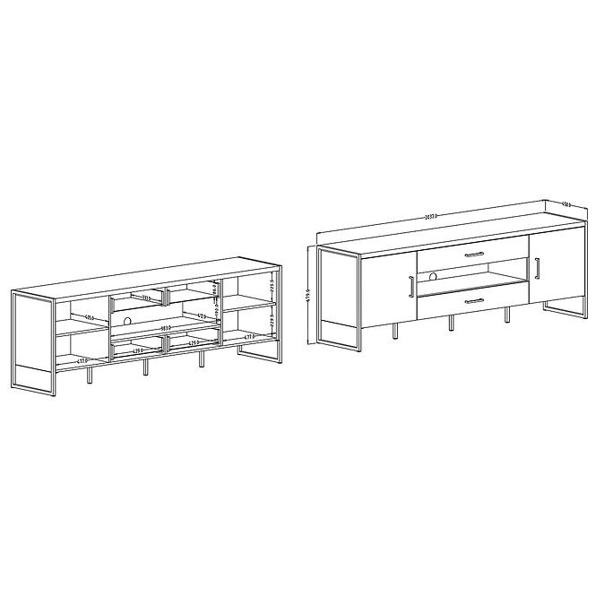 TV tisch Tarabo 40 2D 2S Appenzeller Fichte/Schwarz