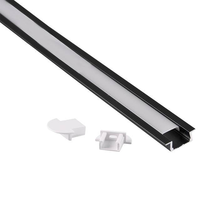 Verdecktes Aluminiumprofil für LED-Streifen, Länge 1 m, Farbe: schwarz 