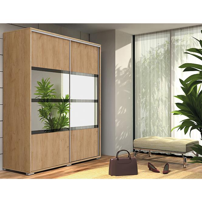 Schrank Elena A9 Craft Gold/ Lacobel Schwarz,3
