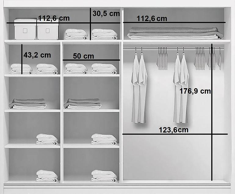 Schrank Nela A18 Weiß/Craft Gold/Lacobel Weiß