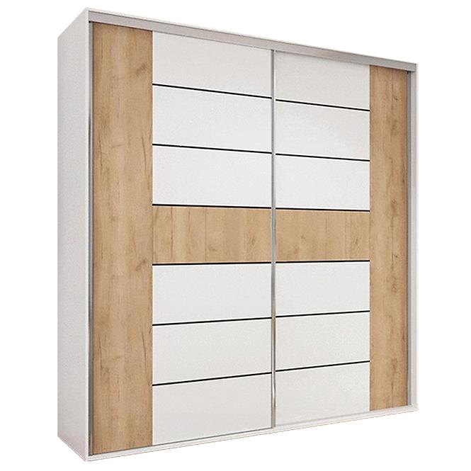 Schrank Nela A18 Weiß/Craft Gold/Lacobel Weiß