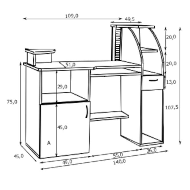 Schreibtisch Krzysiek 140cm Erle