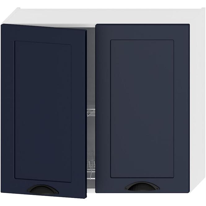 Küchenzeile Adele W80su Alu Marineblau Matt/ Weiß