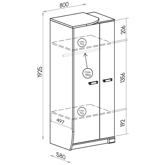 Schrank Romero R1l 2d Eiche Can./Arusha,2