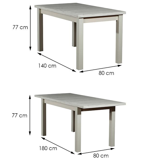 Tisch St28 140x80+40 L Eiche Craft Weiß