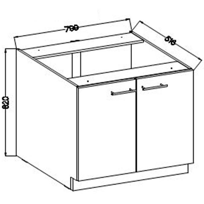 Küchenzeile Lara 80d 2f Bb Mdf  Weiß Glänzend,2
