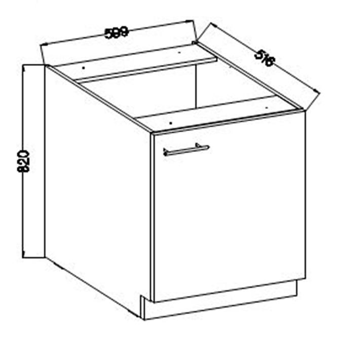 Küchenzeile Lara 60d 1f Bb Mdf  Weiß Glänzend